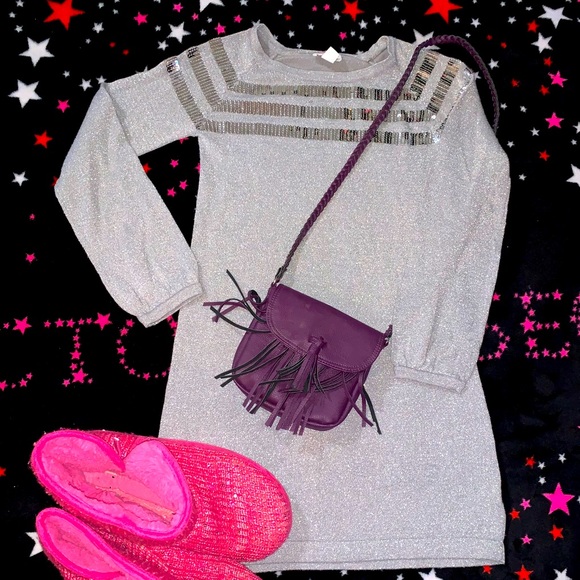 Girls Silver Embellished Dress - Picture 1 of 2